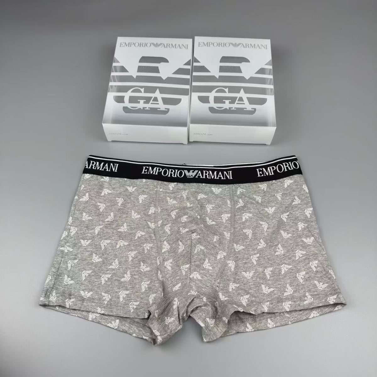 Armani Cotton Visible Colour, Waistband And Emblem Details Men's Boxer Briefs - 3-Piece Box