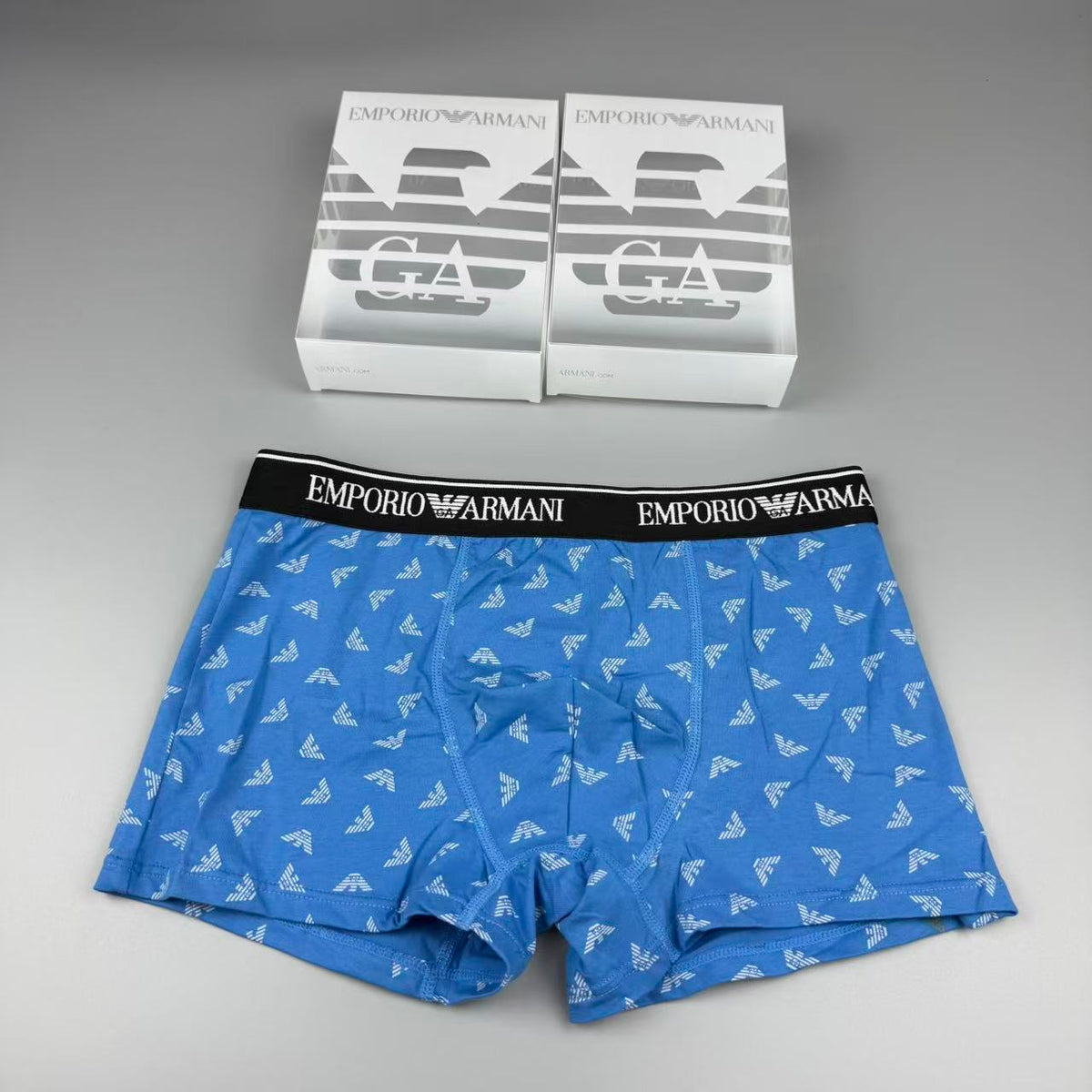 Armani Cotton Visible Colour, Waistband And Emblem Details Men's Boxer Briefs - 3-Piece Box