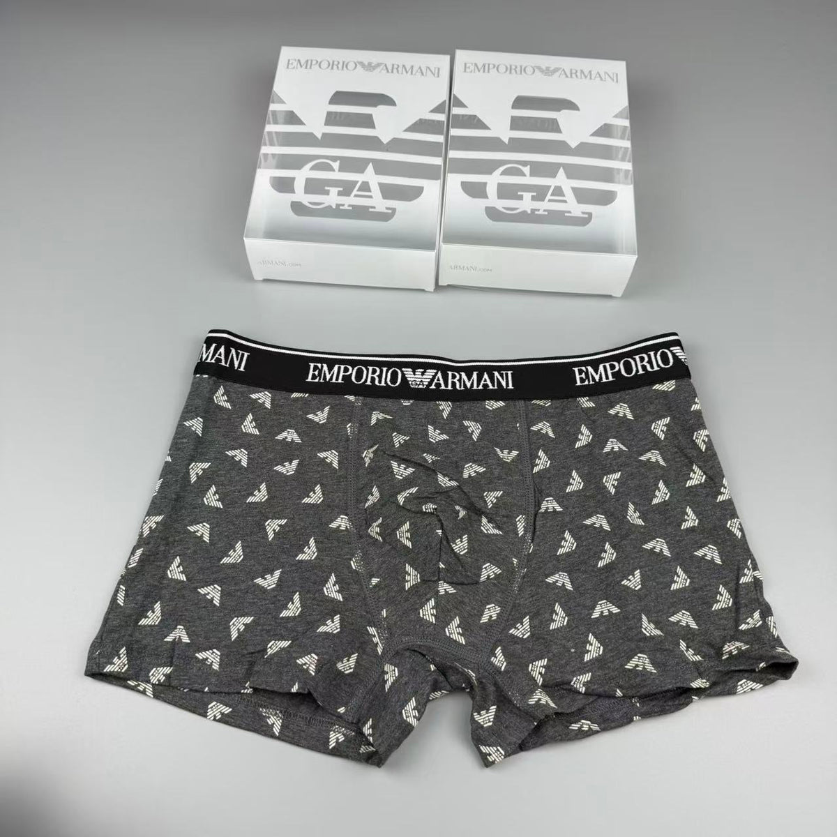 Armani Cotton Visible Colour, Waistband And Emblem Details Men's Boxer Briefs - 3-Piece Box