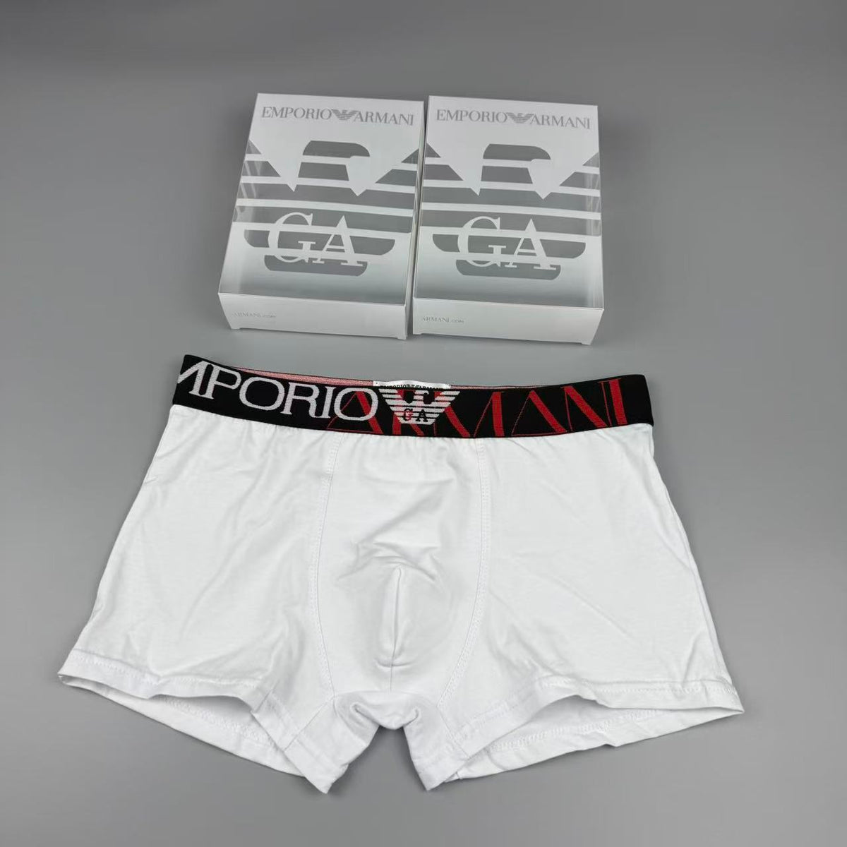 Armani Cotton Visible Colour, Waistband And Emblem Details Men's Boxer Briefs - 3-Piece Box