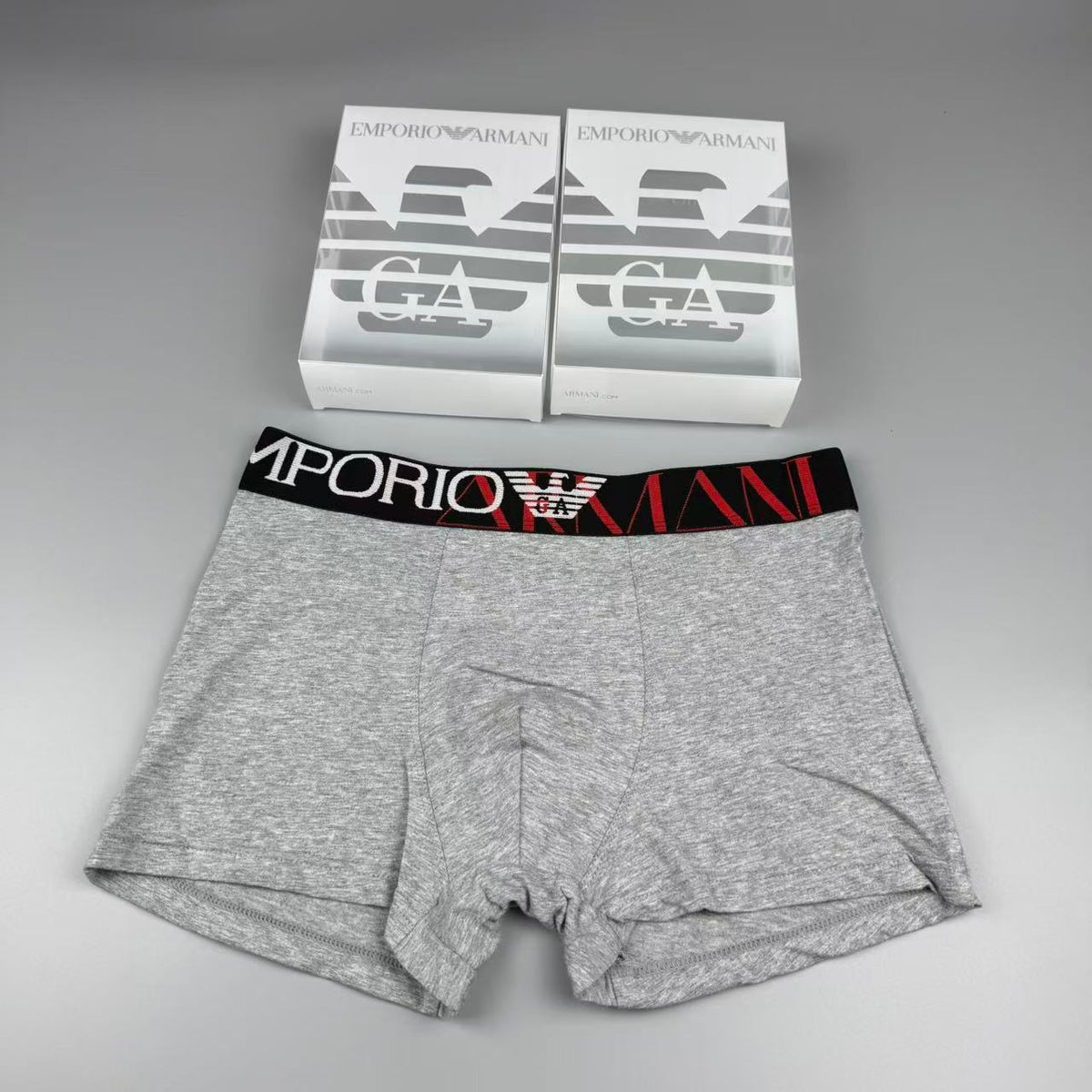 Armani Cotton All-Over Logo Pattern Men's Boxer Briefs - 3-Piece Box