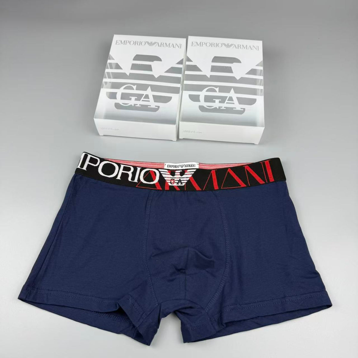 Armani Cotton Visible Colour, Waistband And Emblem Details Men's Boxer Briefs - 3-Piece Box