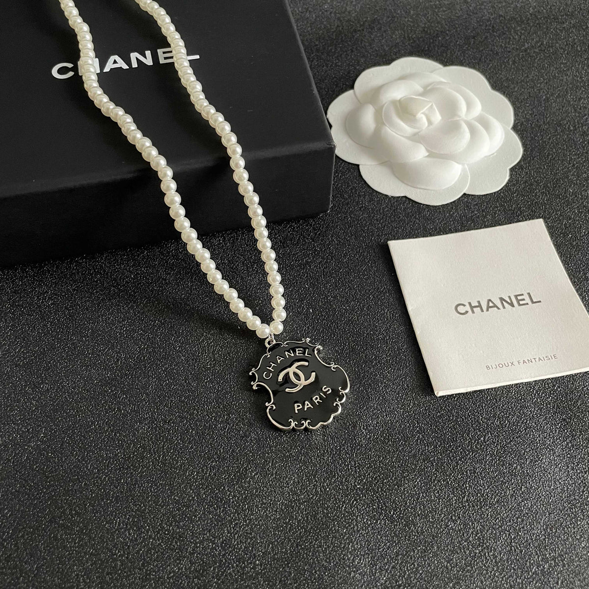 Martin Graham pendant necklace in polished metal-tone – styled product view