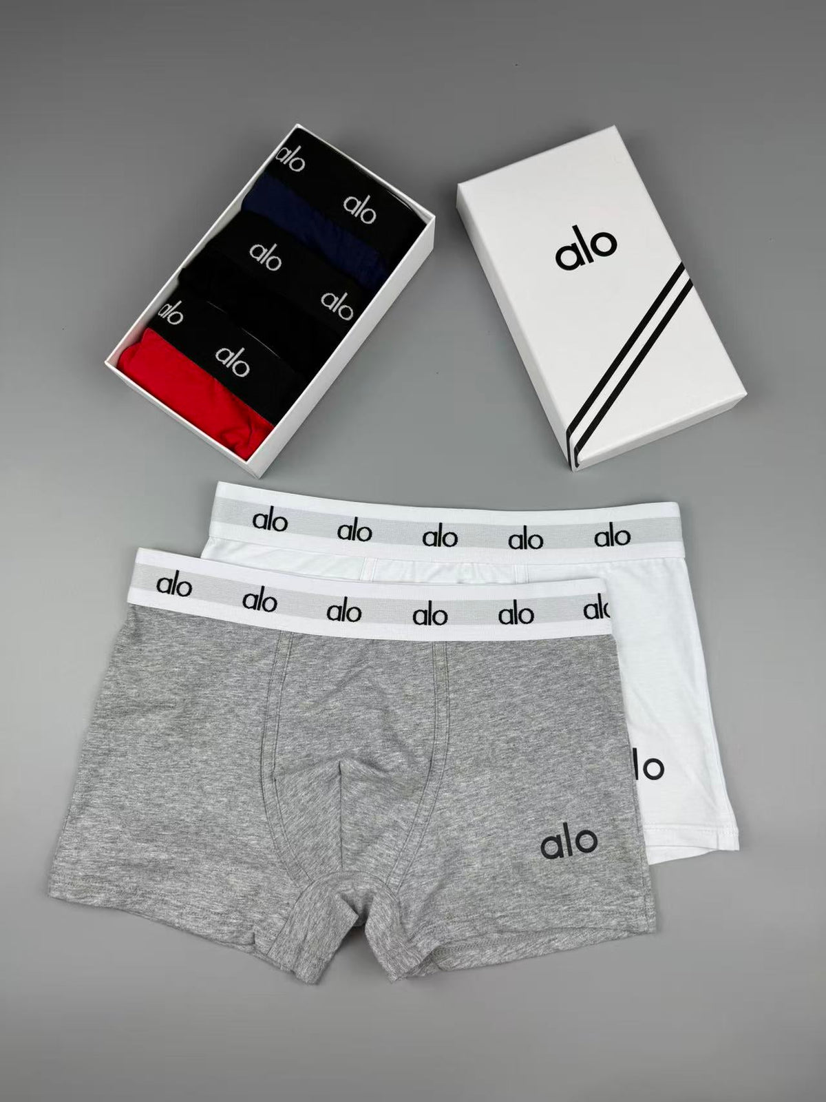Alo Cotton Visible Colour, Waistband And Emblem Details Men's Boxer Briefs - 3-Piece Box
