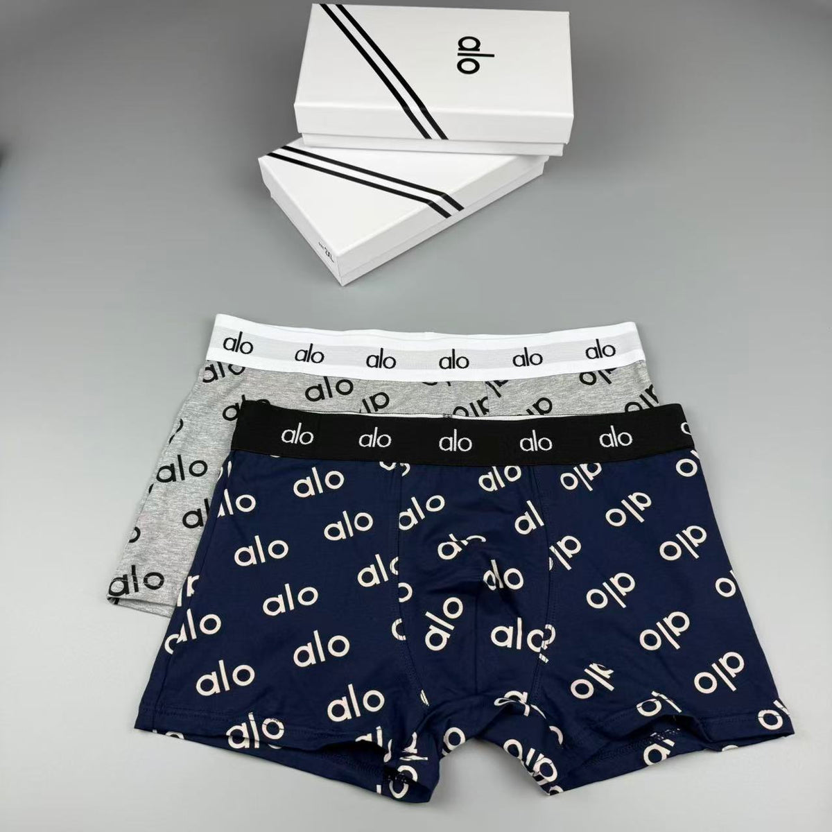 Alo All-Over Monogram-Style Patterns Men's Boxer Briefs - 3-Piece Box