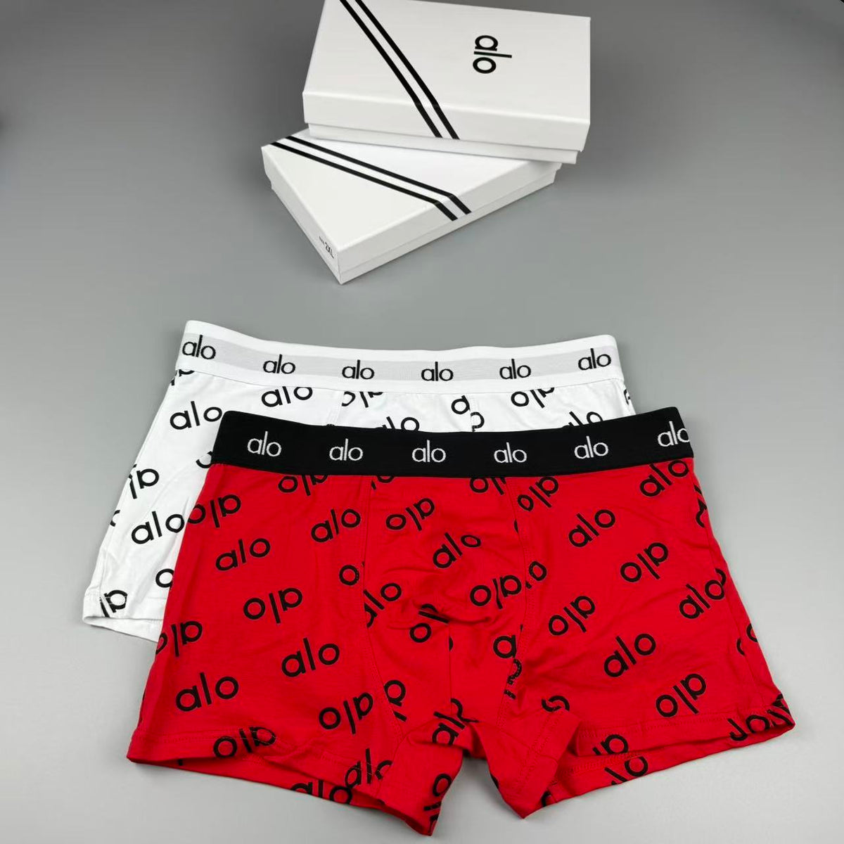 Alo All-Over Monogram-Style Patterns Men's Boxer Briefs - 3-Piece Box