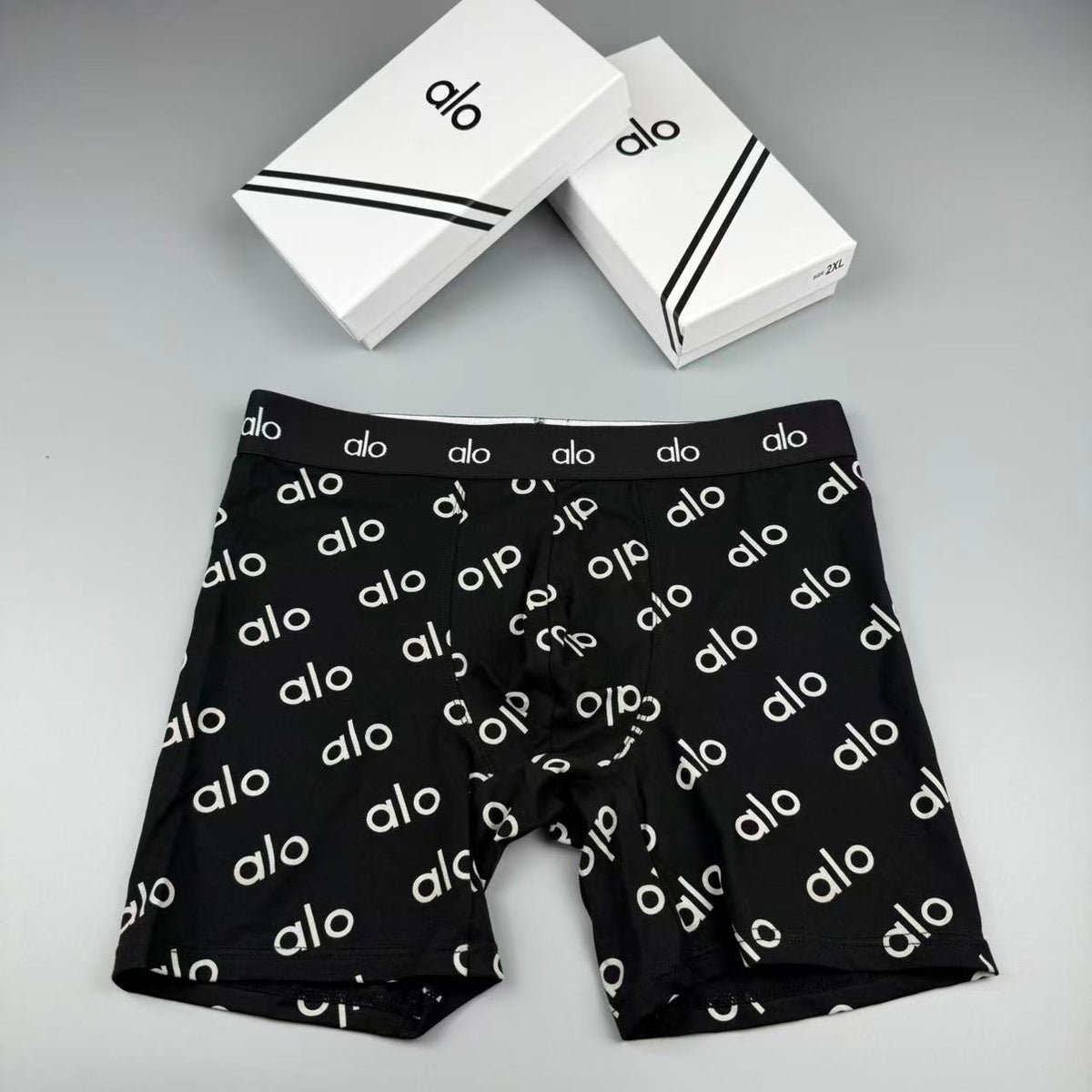 Alo Cotton All-Over Logo Pattern Men's Boxer Briefs - 3-Piece Box
