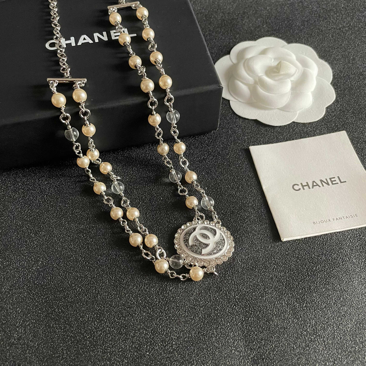 Martin Graham pendant necklace in polished metal-tone – styled product view