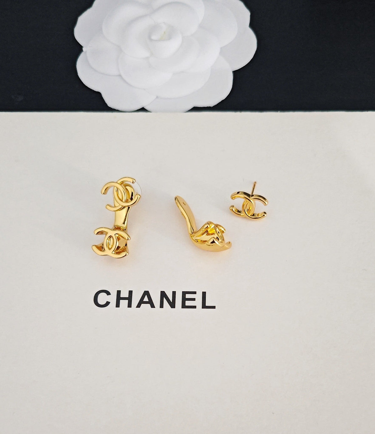 Martin Graham earrings in polished metal-tone – styled product view
