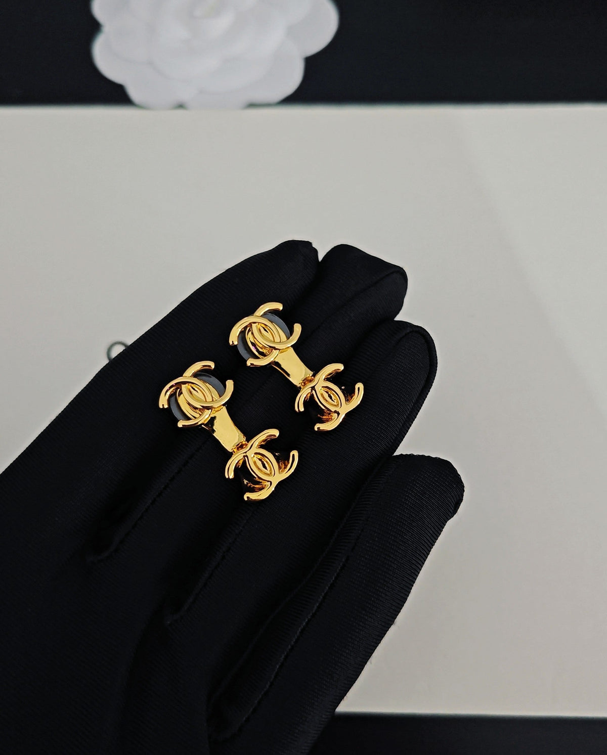 Martin Graham earrings in polished metal-tone – detail view
