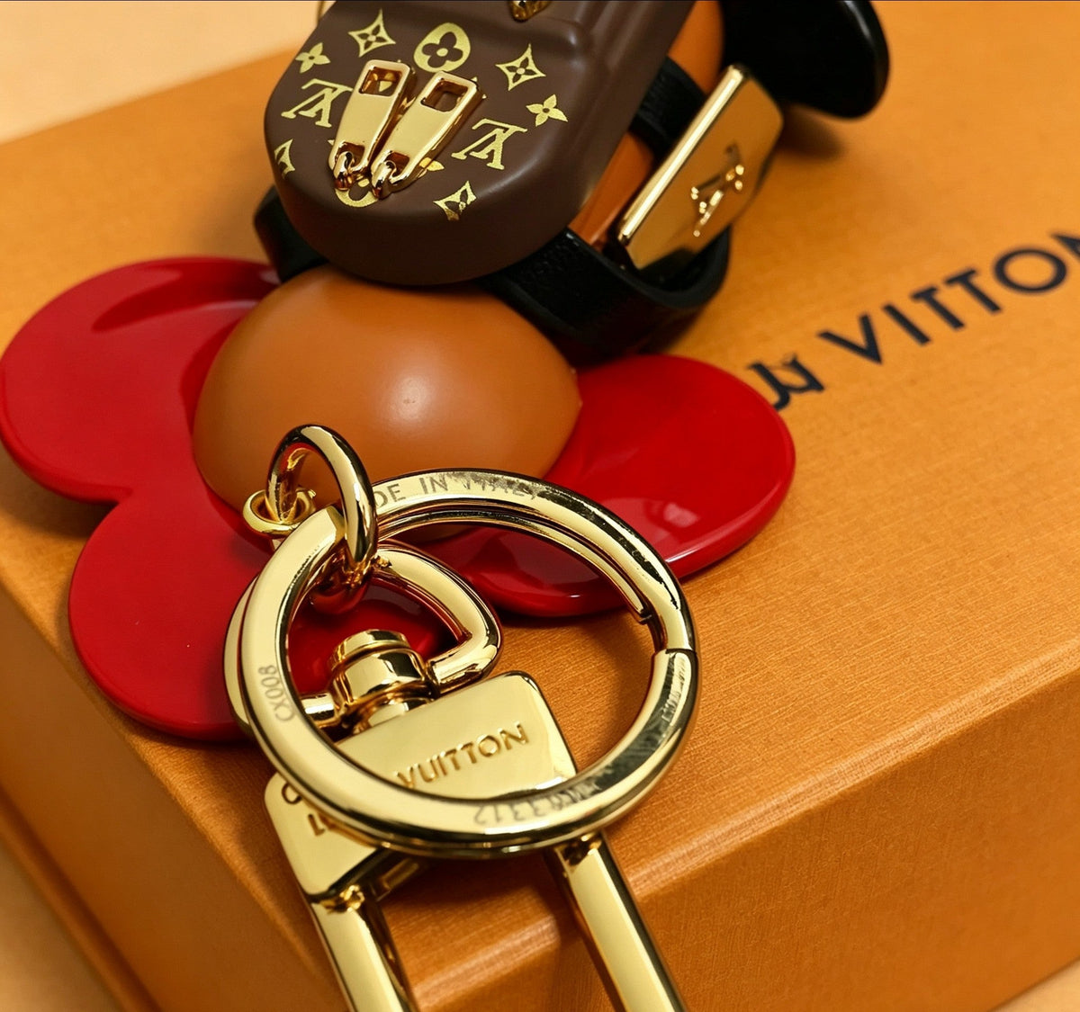 Martin Graham bag charm in polished metal-tone – side detail