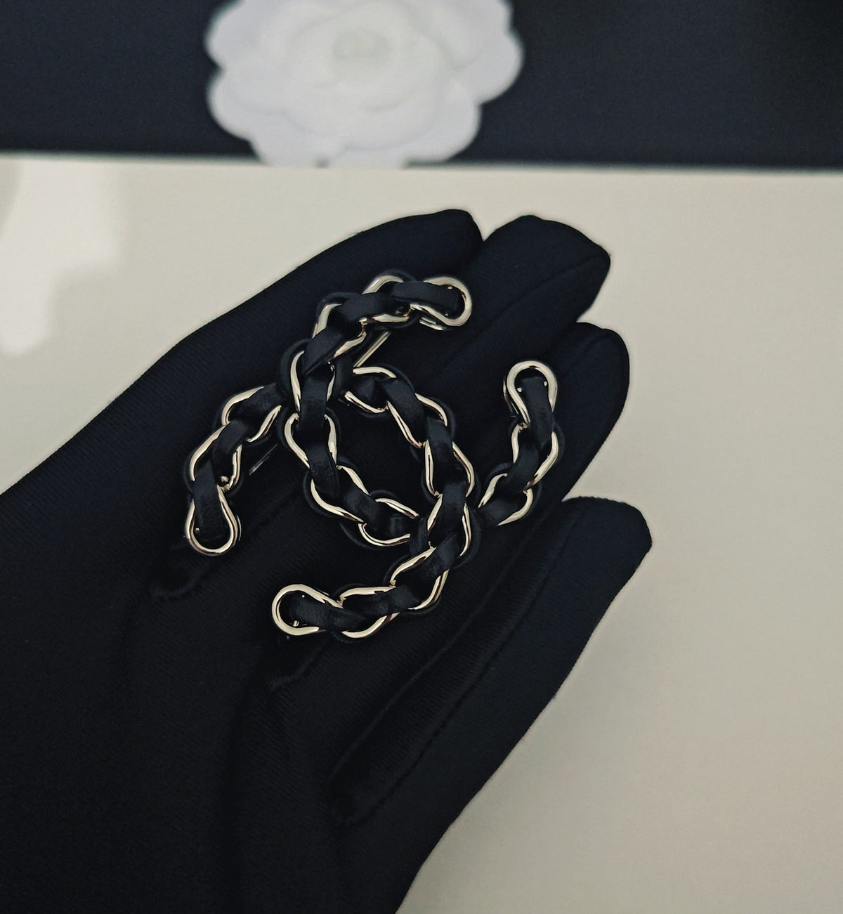 Martin Graham brooch in polished metal-tone – front product view