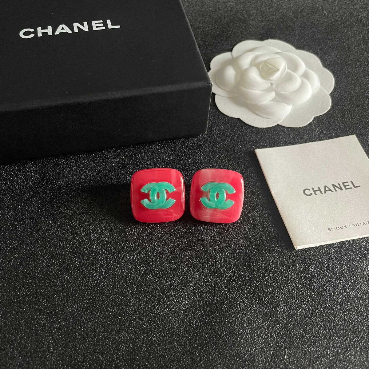 Martin Graham stud earrings in polished metal-tone – styled product view