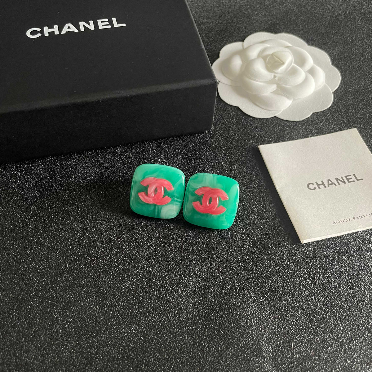Martin Graham stud earrings in polished metal-tone – styled product view