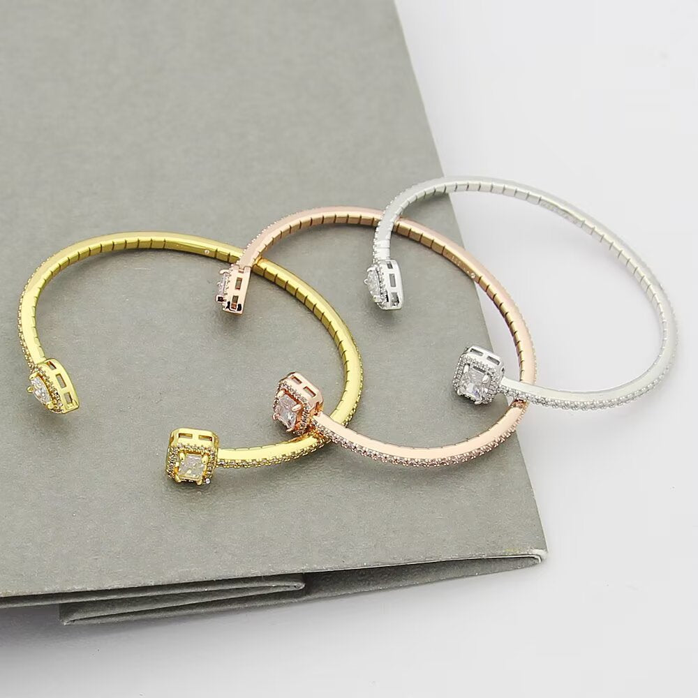 Martin Graham bangle in polished metal-tone – styled product view