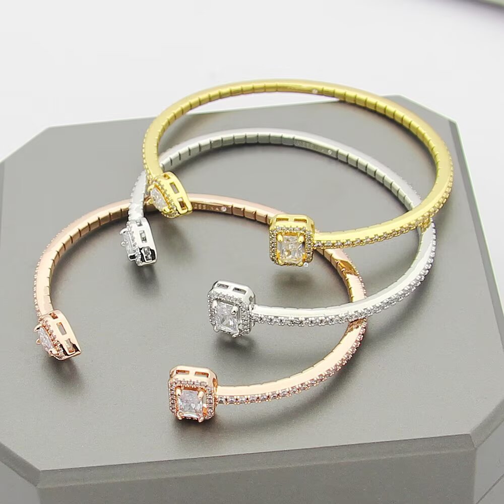 Martin Graham bangle in polished metal-tone – front product view