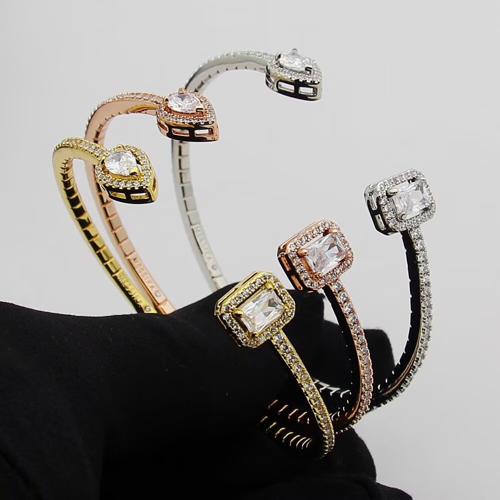Martin Graham bangle in polished metal-tone – front product view