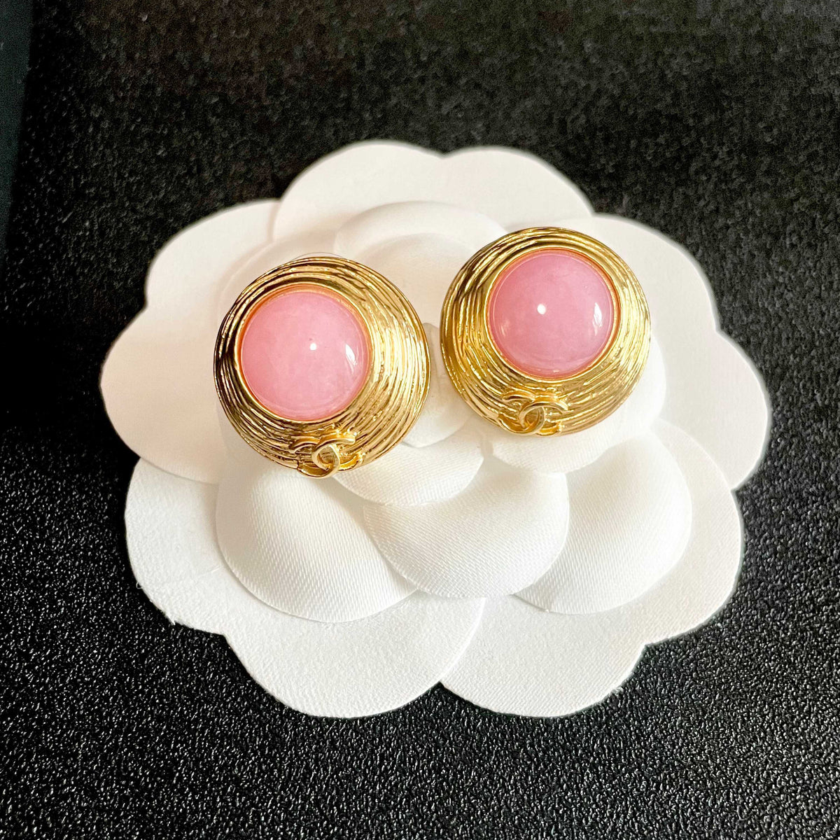 Martin Graham stud earrings in polished metal-tone – front product view