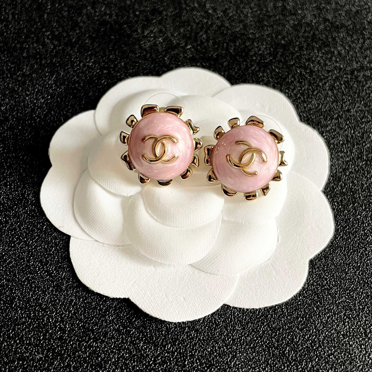 Martin Graham stud earrings in polished metal-tone – front product view