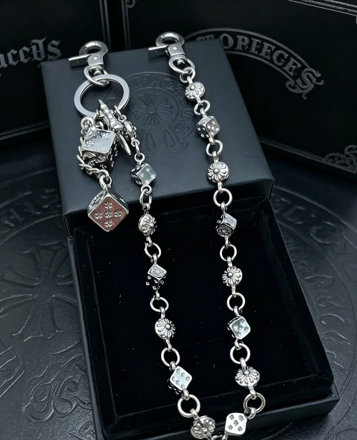 Martin Graham chain accessory in polished metal-tone – side detail