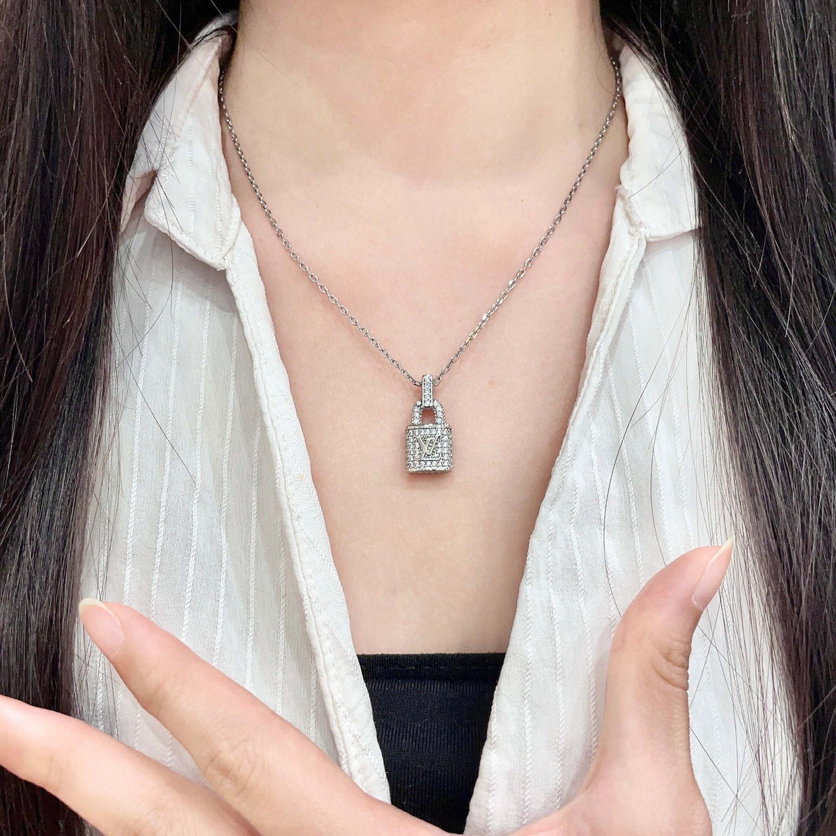 Martin Graham pendant necklace in polished metal-tone – front product view
