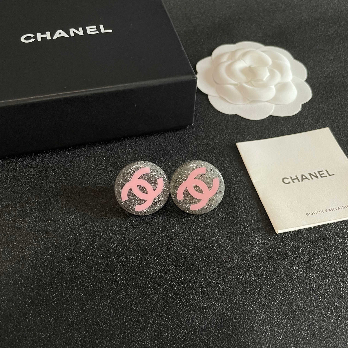 Martin Graham stud earrings in polished metal-tone – styled product view
