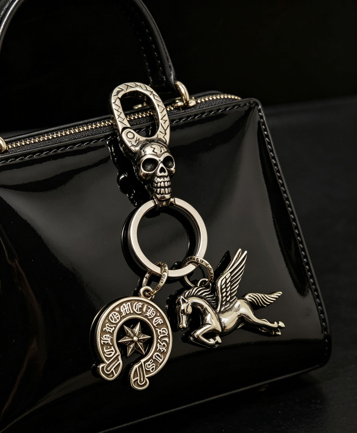 Martin Graham keychain in polished metal-tone – front product view