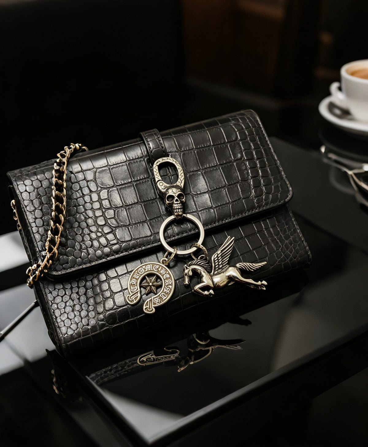 Martin Graham keychain in polished metal-tone – detail view