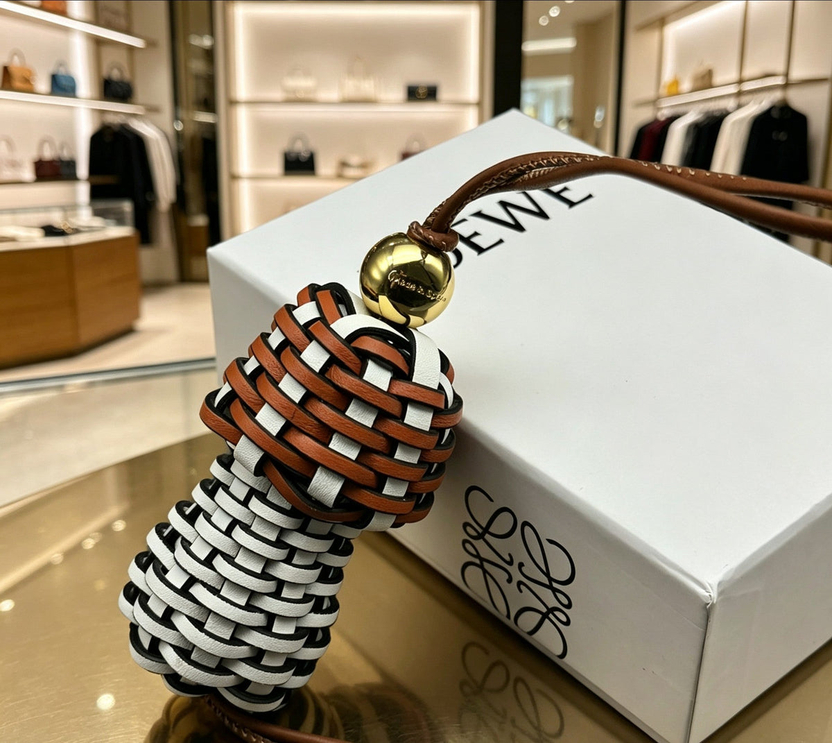 Martin Graham bag charm in polished metal-tone – side detail