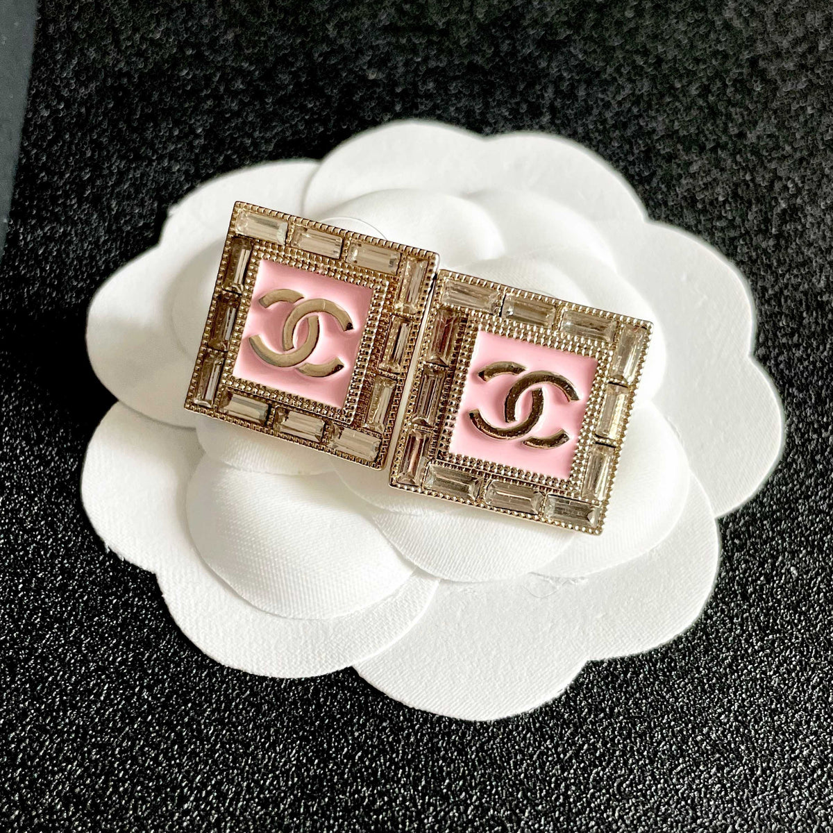 Martin Graham stud earrings in polished metal-tone – front product view