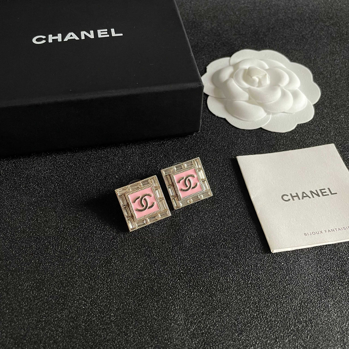Martin Graham stud earrings in polished metal-tone – styled product view