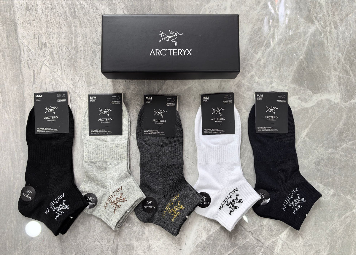 Arc'teryx Cotton Visible Colour, Cuff And Emblem Details No-Show Socks - 5-Pair Set