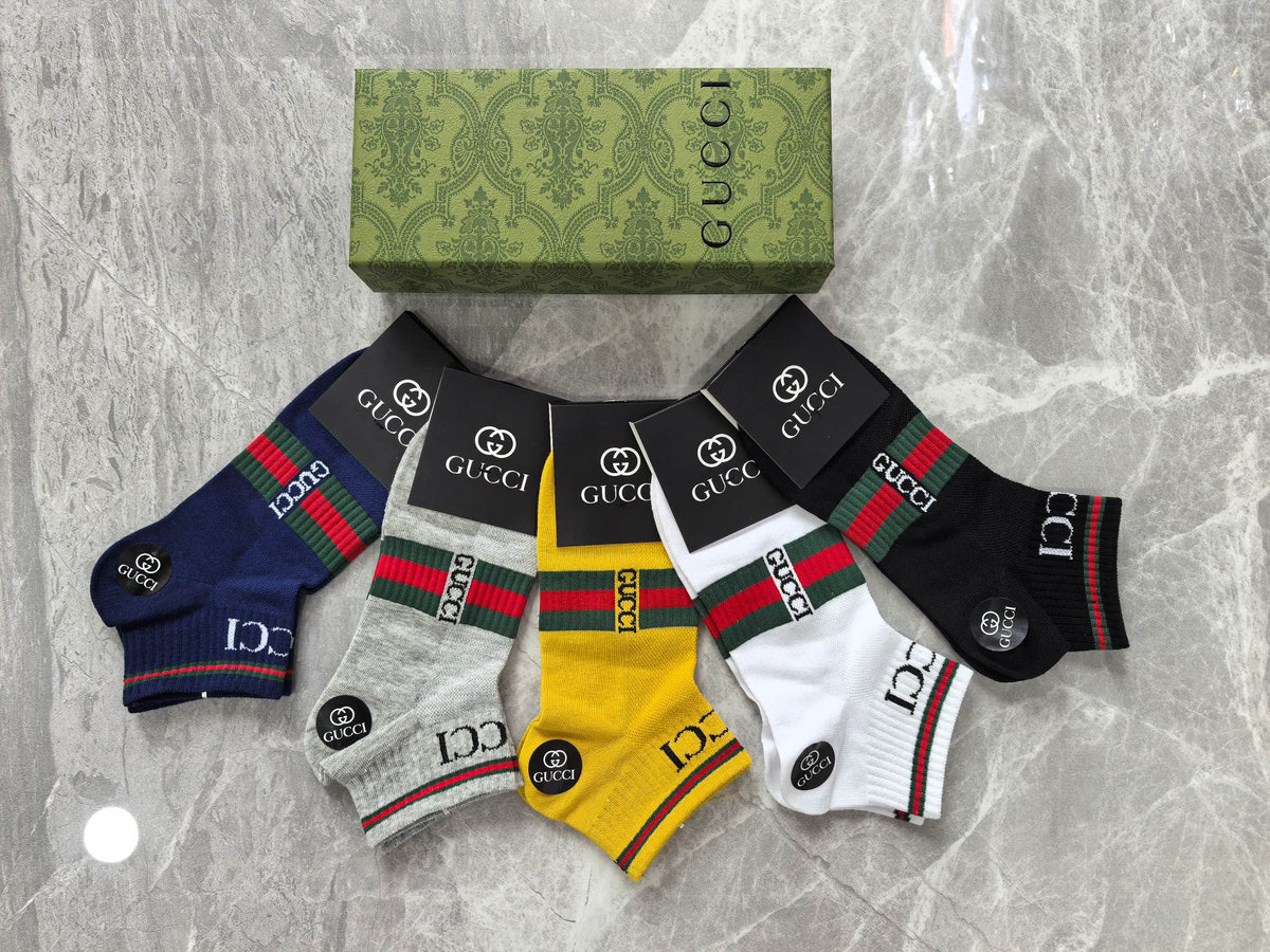 Gucci Red-And-Green Stripe Details Ankle Socks