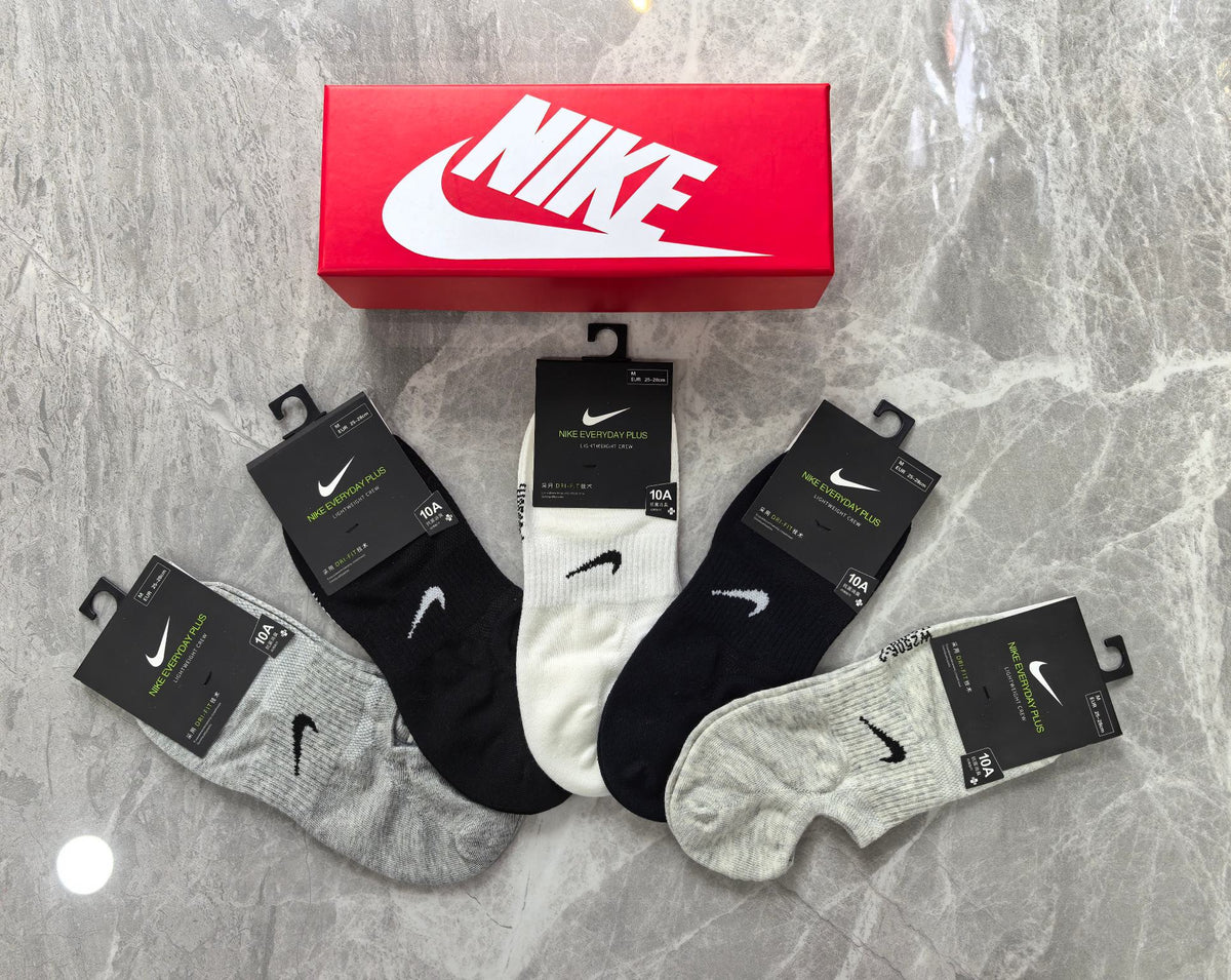Nike Cotton Visible Branded Cuff Or Emblem Details No-Show Socks - 5-Pair Set