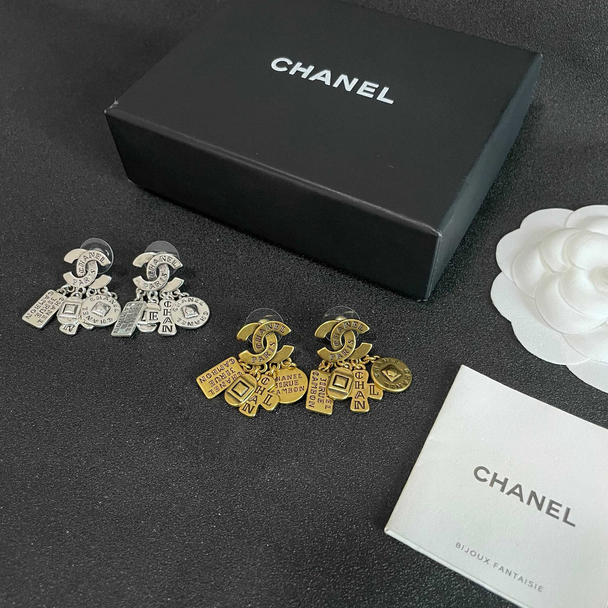 Martin Graham stud earrings in polished metal-tone – side detail