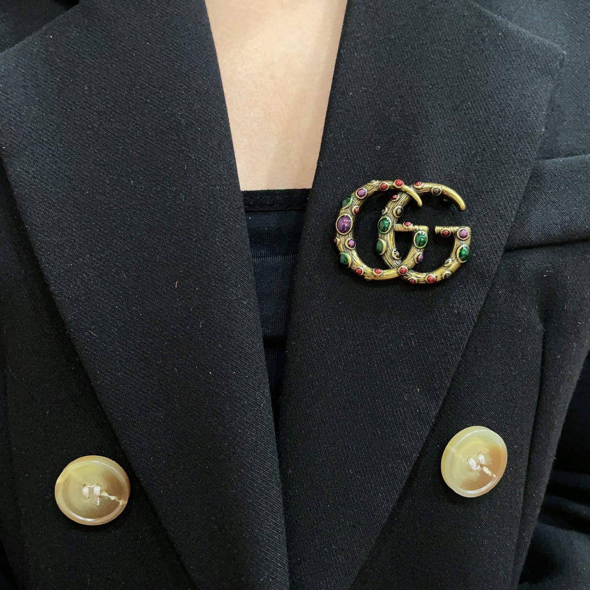 Martin Graham brooch in polished metal-tone – front product view