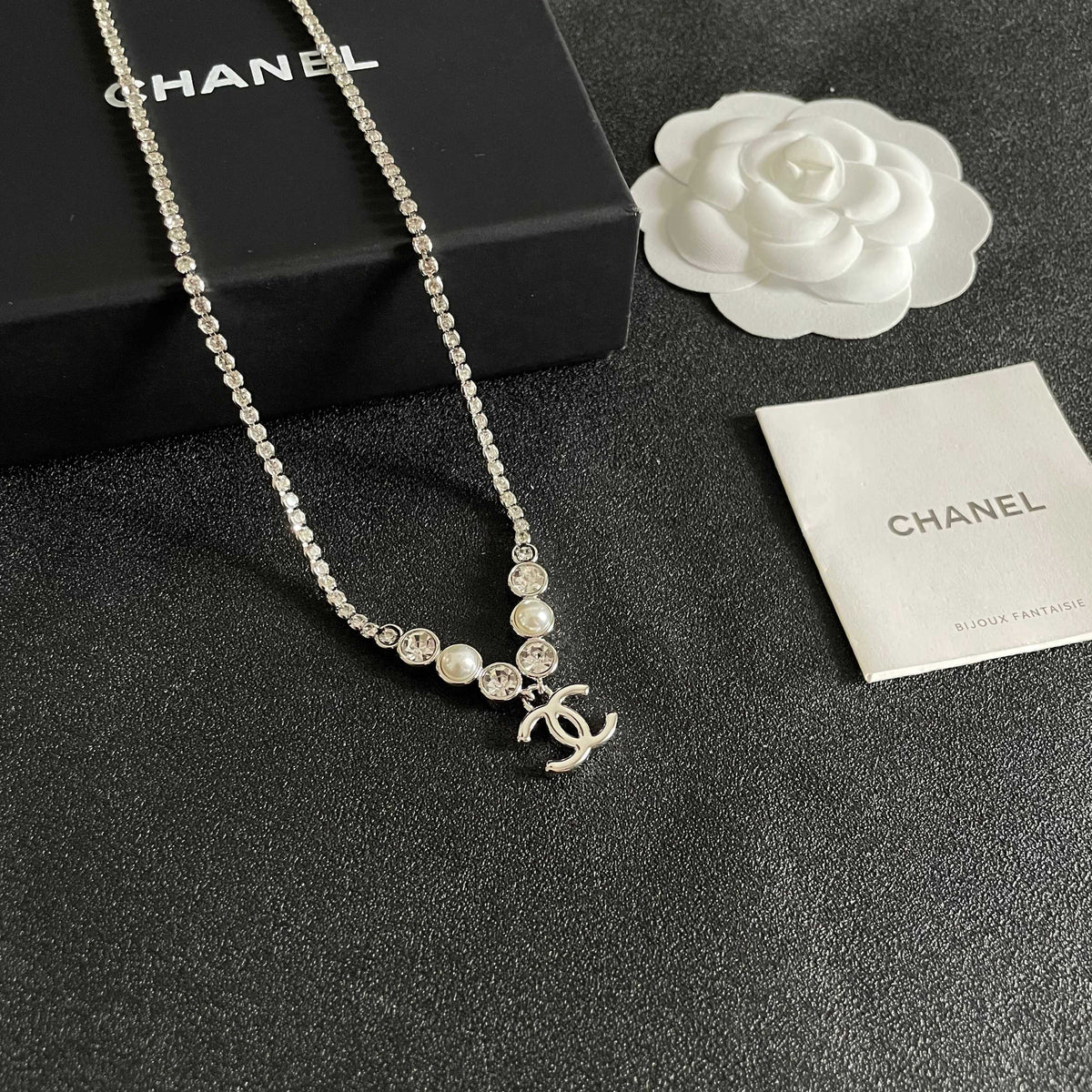 Martin Graham pendant necklace in polished metal-tone – styled product view
