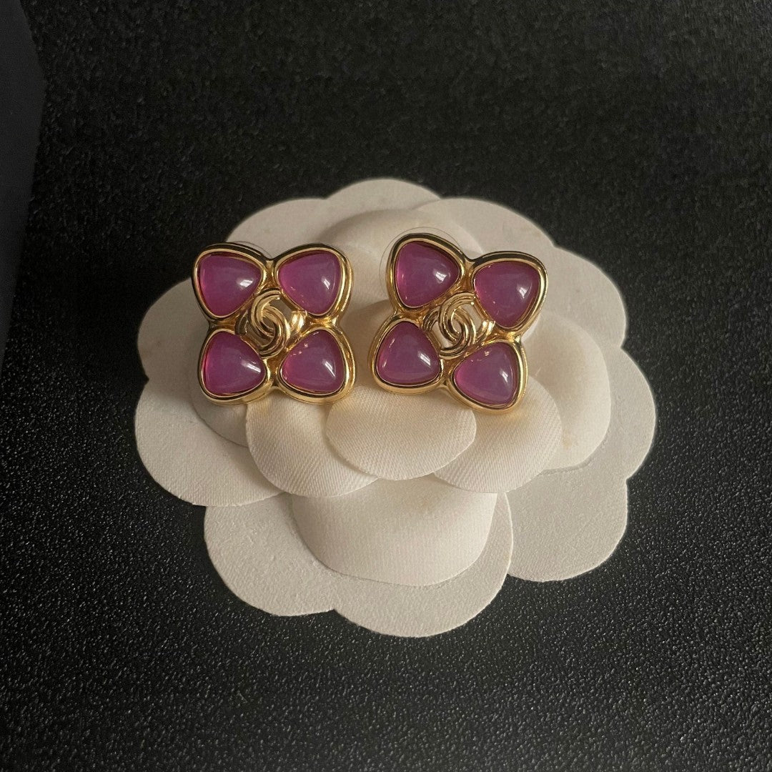 Martin Graham stud earrings in polished metal-tone – front product view