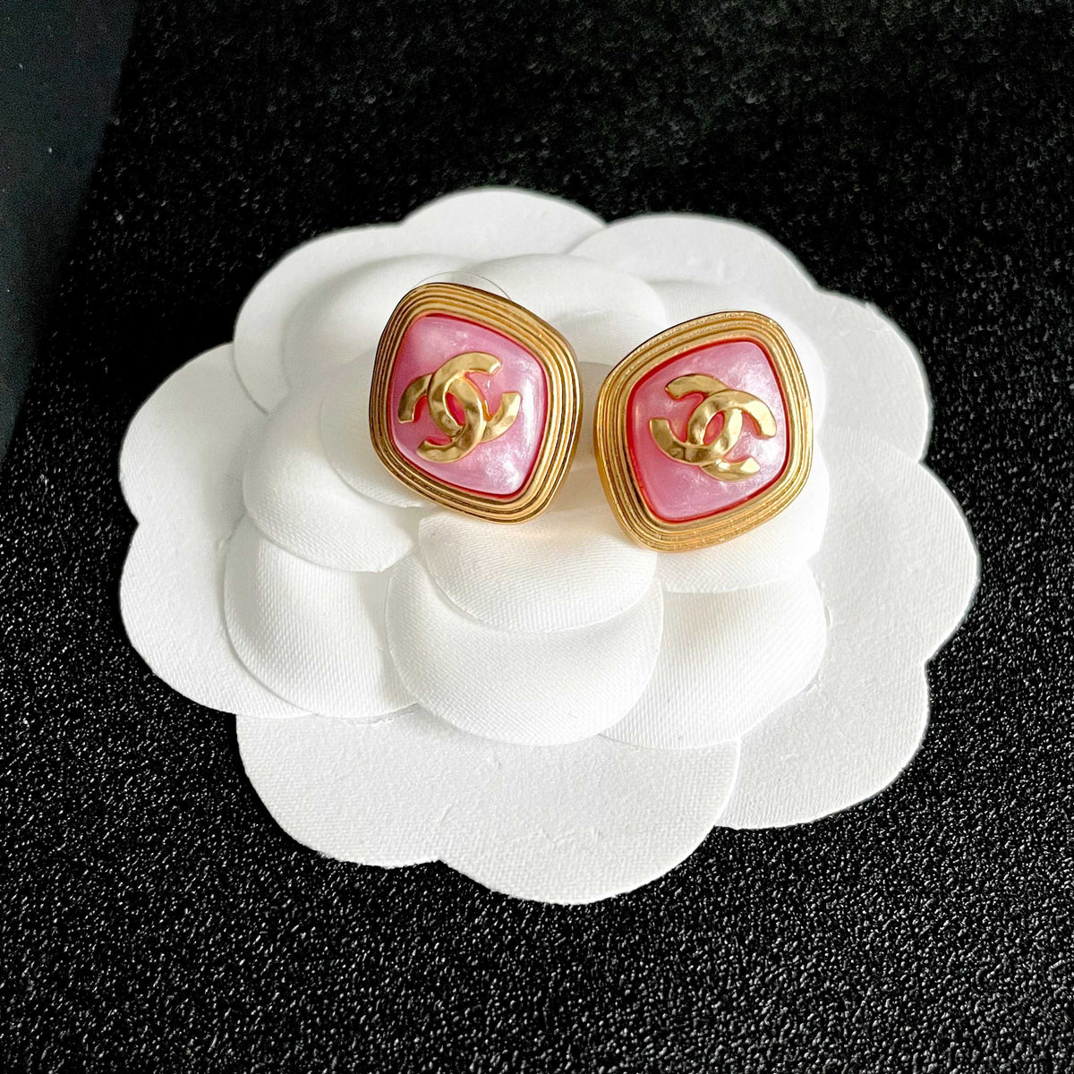 Martin Graham stud earrings in polished metal-tone – front product view