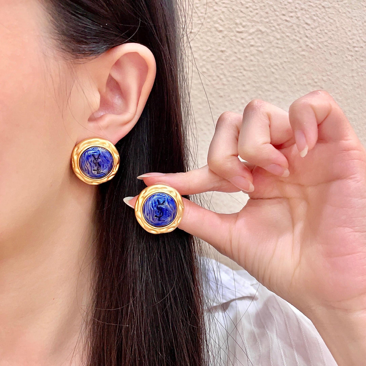 Martin Graham stud earrings in polished metal-tone – main product view