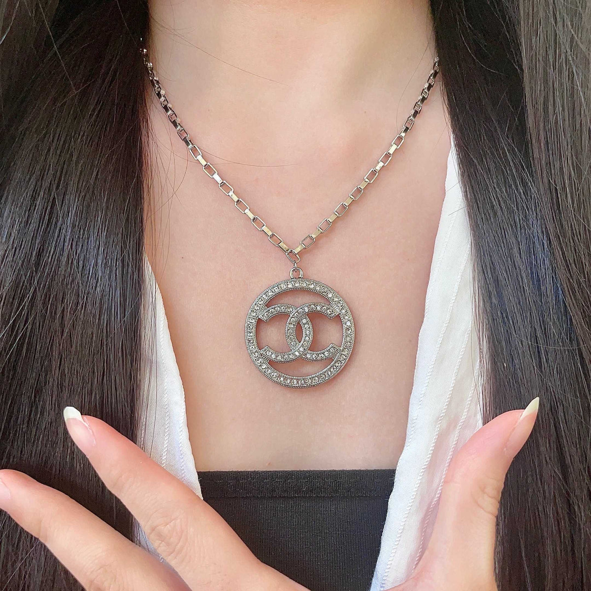 Martin Graham pendant necklace in polished metal-tone – front product view