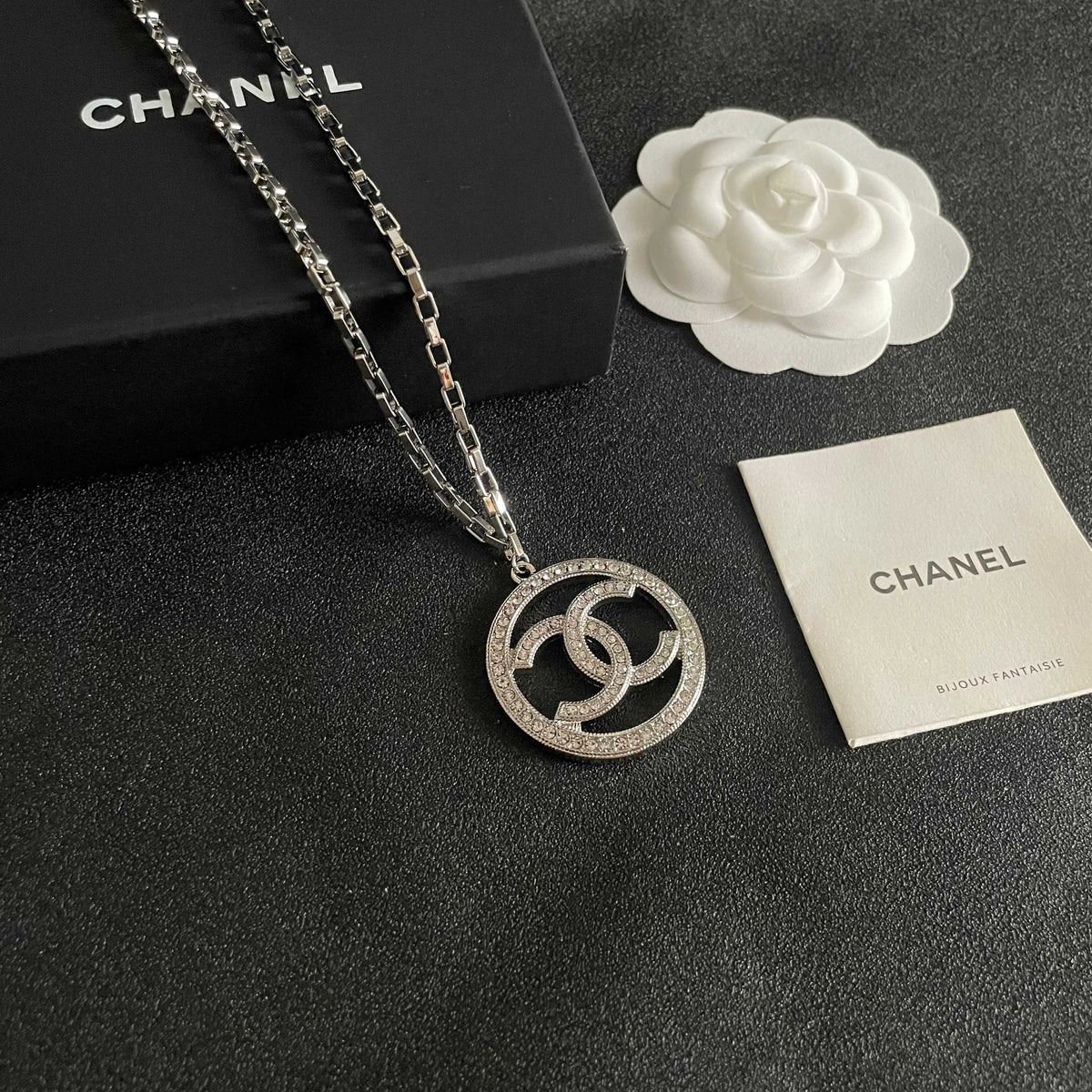 Martin Graham pendant necklace in polished metal-tone – styled product view
