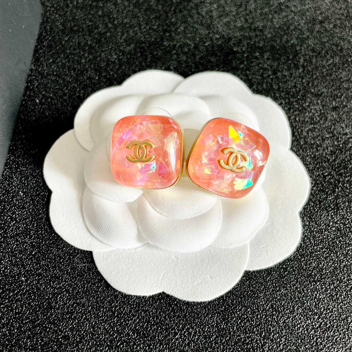 Martin Graham stud earrings in polished metal-tone – front product view