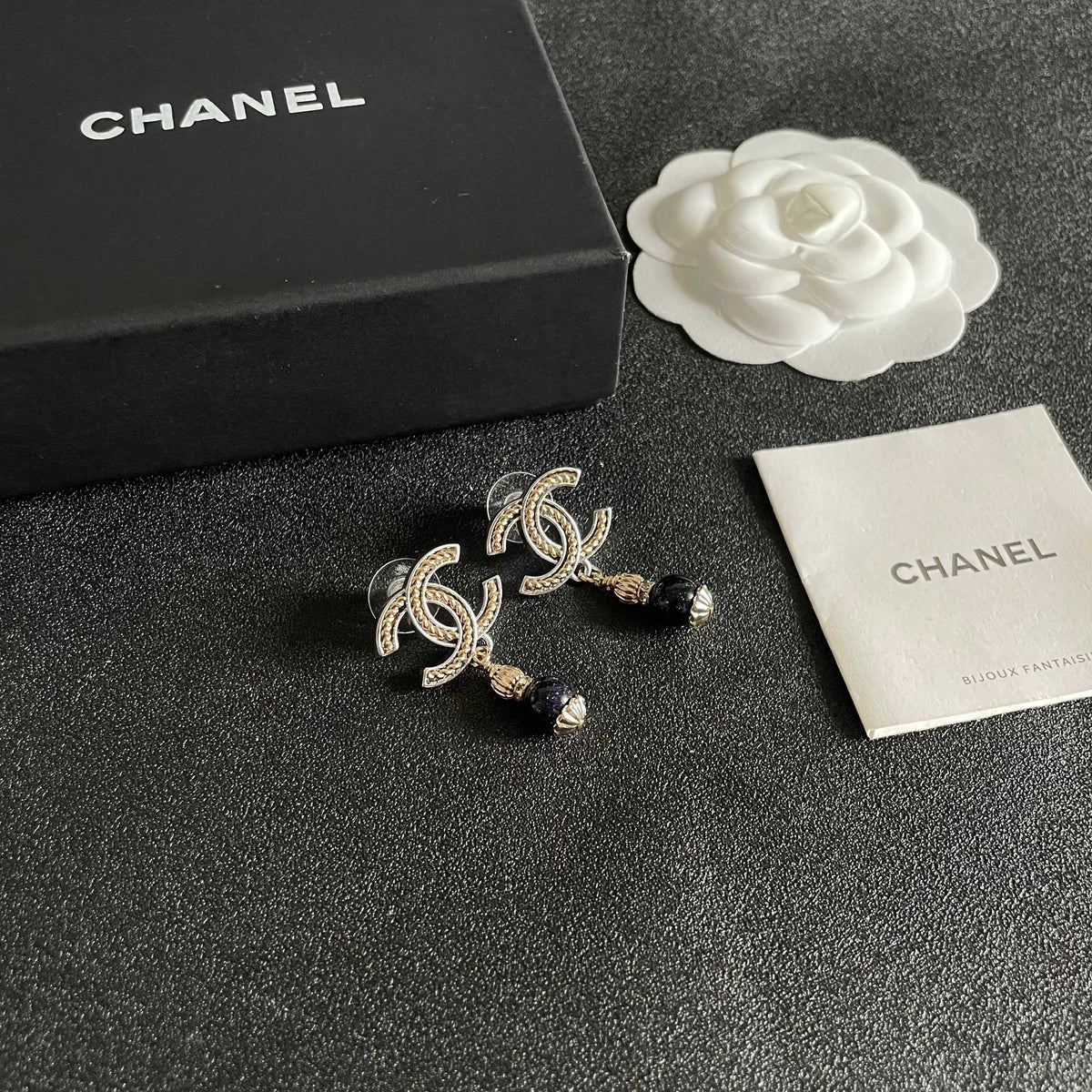 Martin Graham earrings in polished metal-tone – styled product view