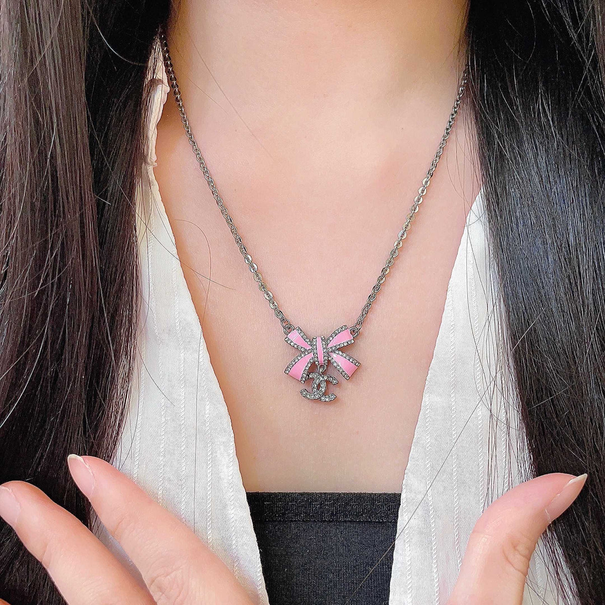 Martin Graham pendant necklace in polished metal-tone – front product view