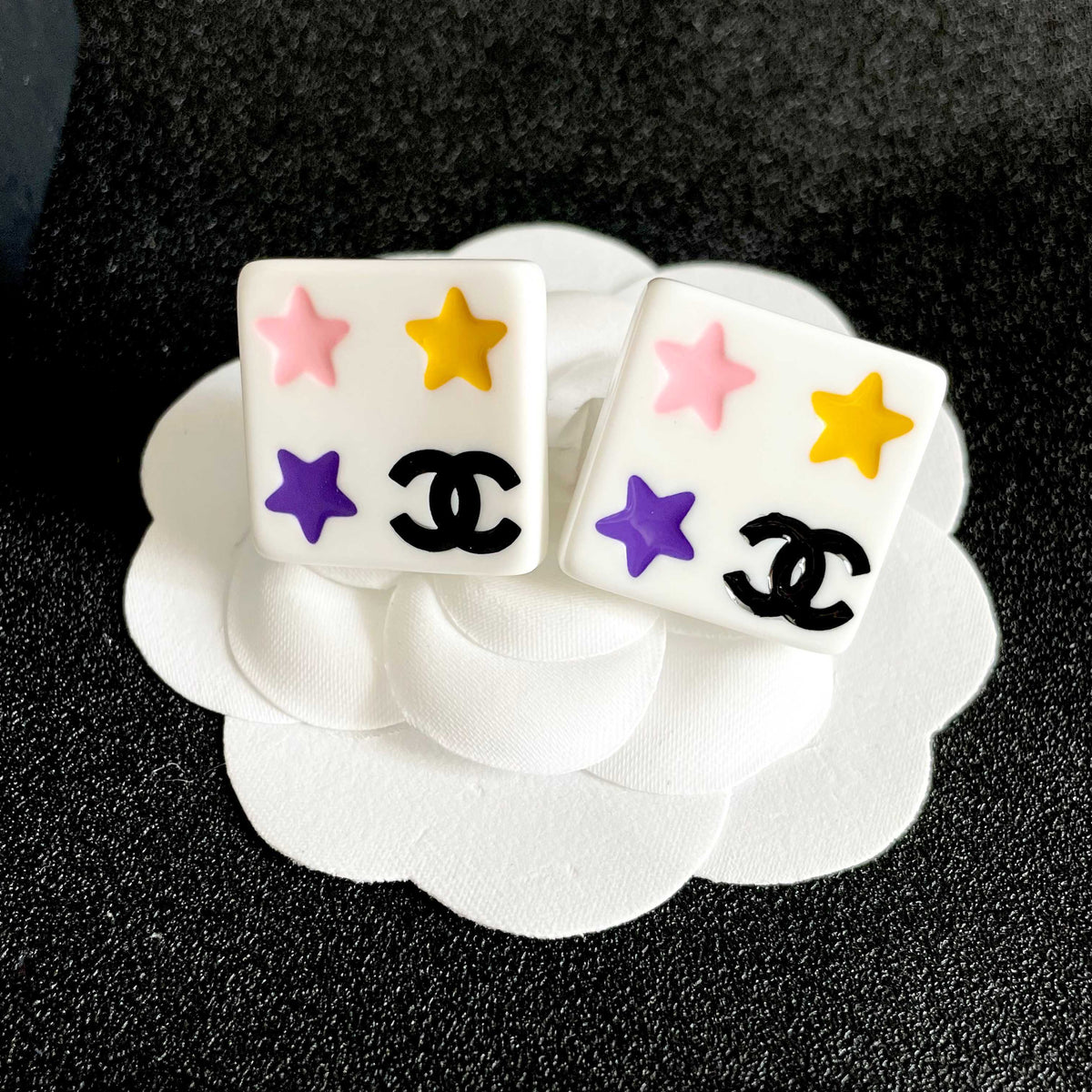 Martin Graham stud earrings in polished metal-tone – front product view