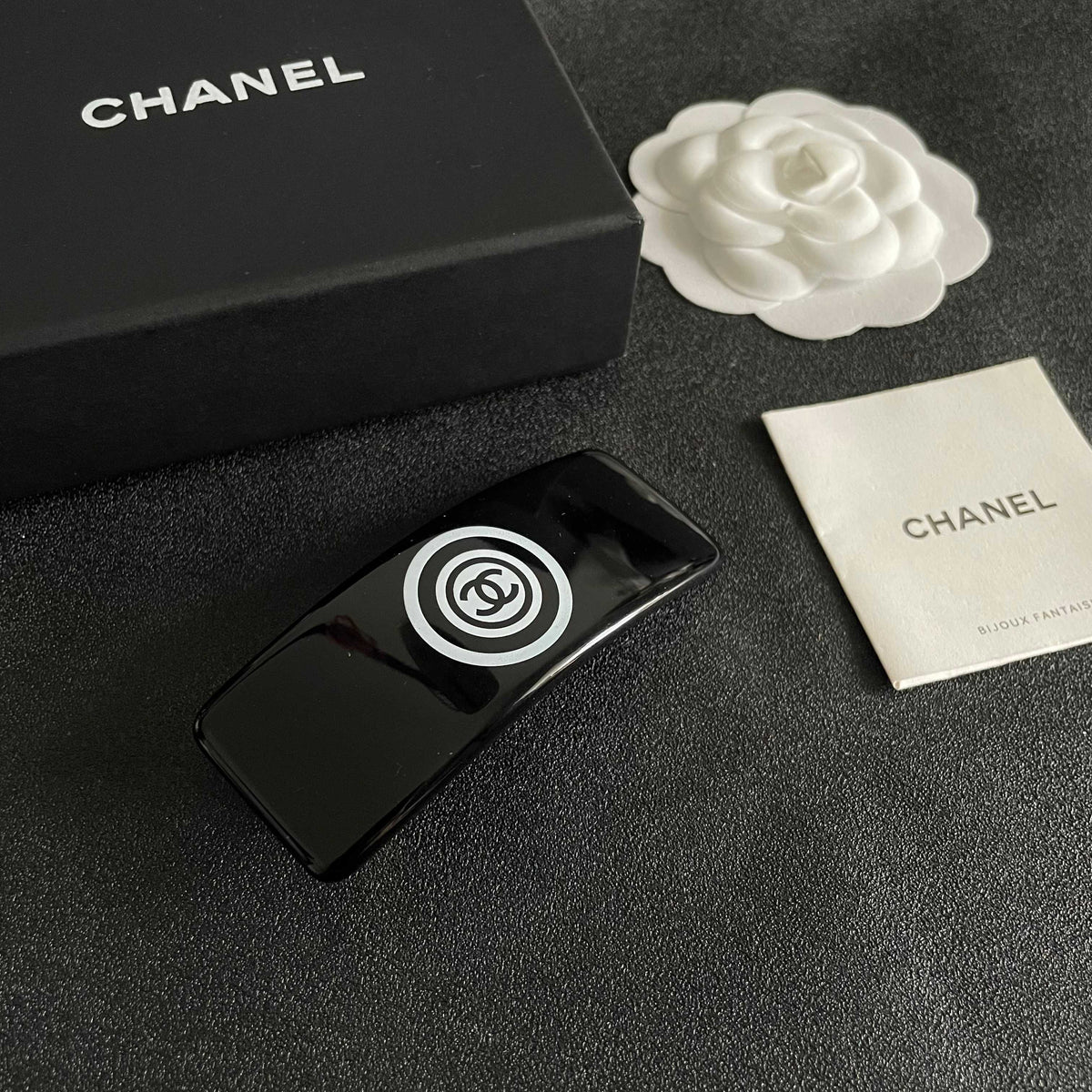 Martin Graham hair accessory in polished metal-tone – styled product view