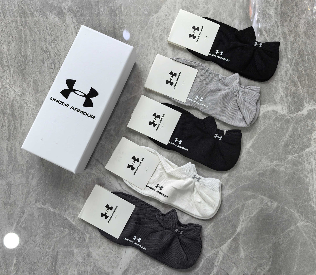 Under Armour Visible Branded Cuff Or Emblem Details No-Show Socks - 5-Pair Set