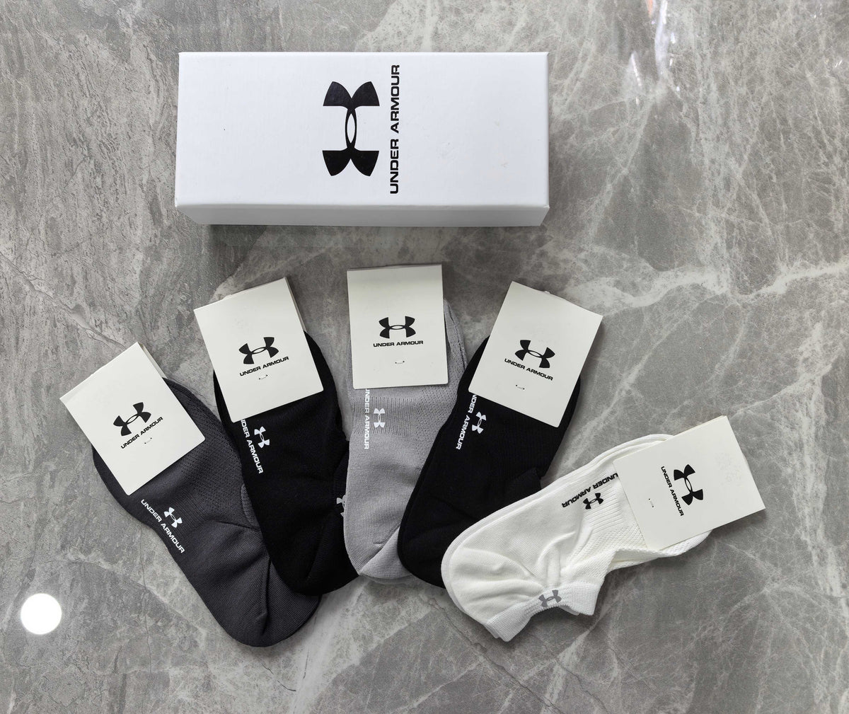Under Armour Visible Branded Cuff Or Emblem Details No-Show Socks - 5-Pair Set