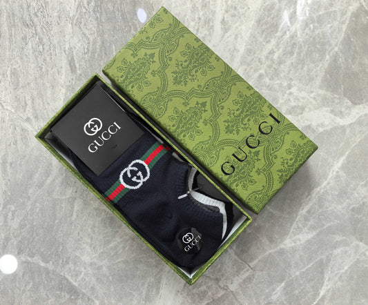 Gucci Cotton Visible Branded Cuff Or Emblem Details No-Show Socks - 5-Pair Set